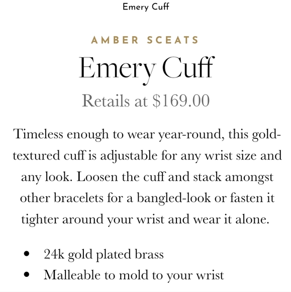 Amber Sceats Emery Cuff - Hammered gold Bracelet - Picture 5 of 14
